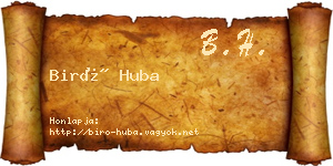 Biró Huba névjegykártya
